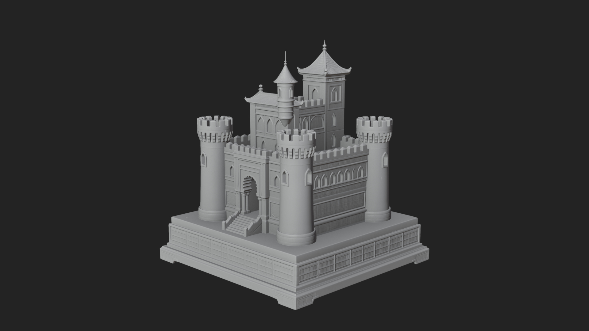 Battlement Castle Tower Design 7 3D Print Model 3D Model