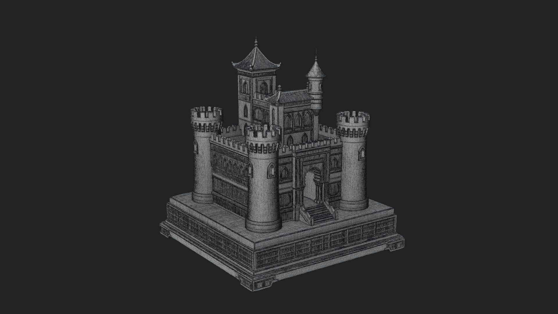 Battlement Castle Tower Design 7 3D Print Model 3D Model