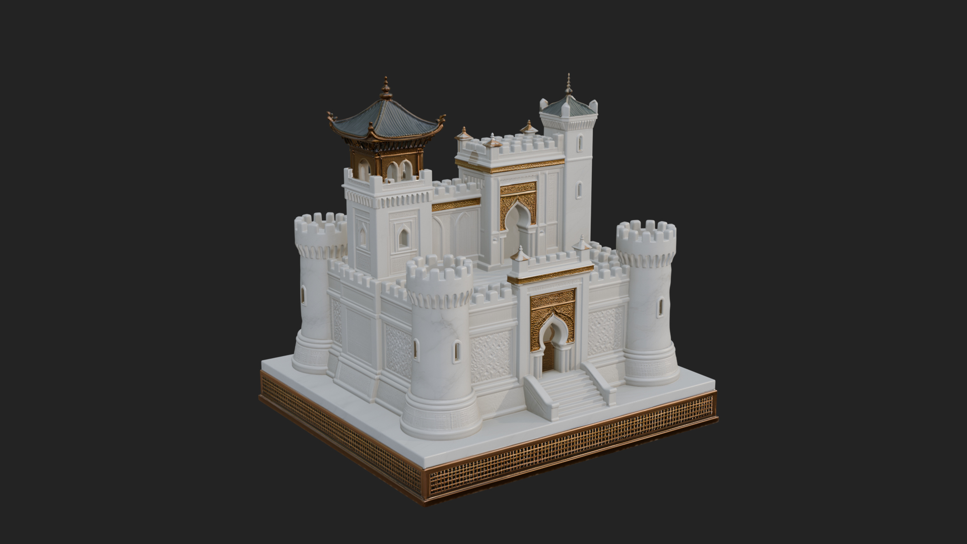 Battlement Castle Tower Design 8 3D Print Model 3D Model