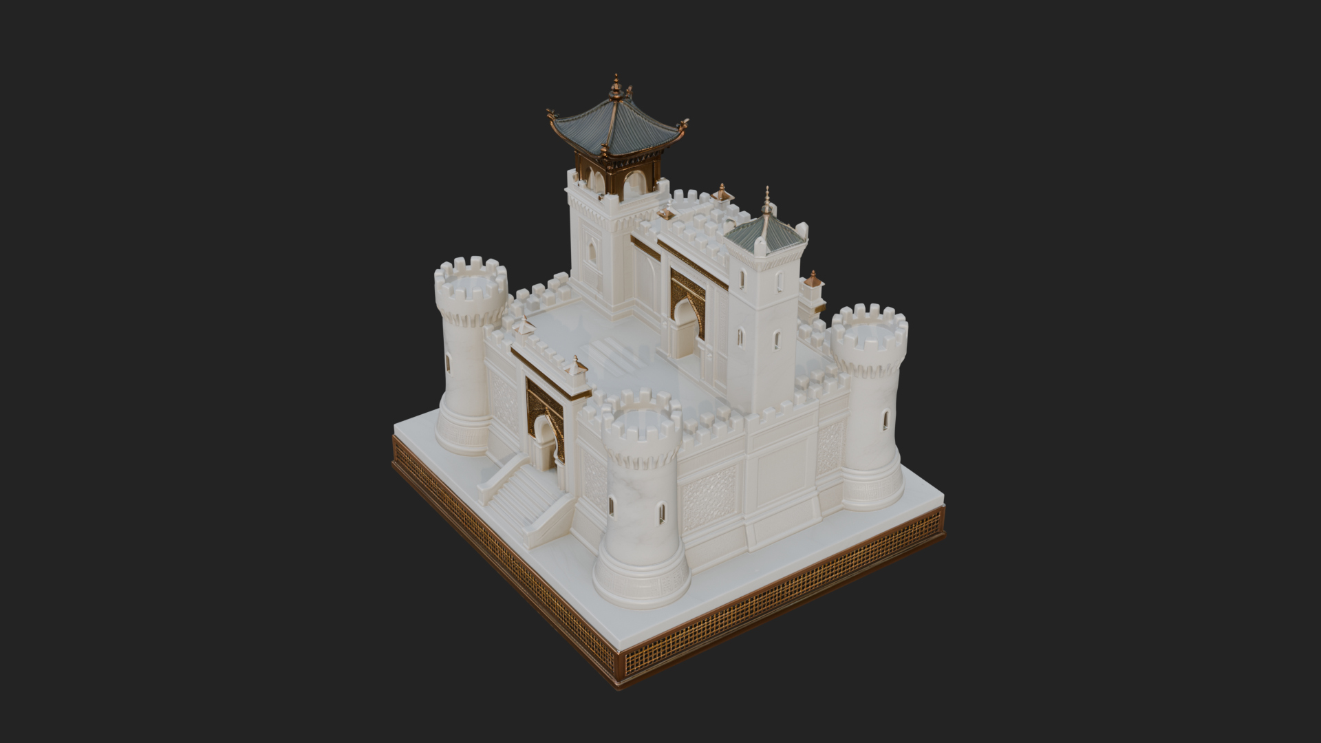 Battlement Castle Tower Design 8 3D Print Model 3D Model