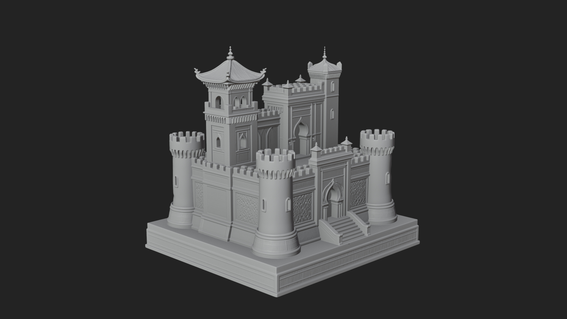 Battlement Castle Tower Design 8 3D Print Model 3D Model