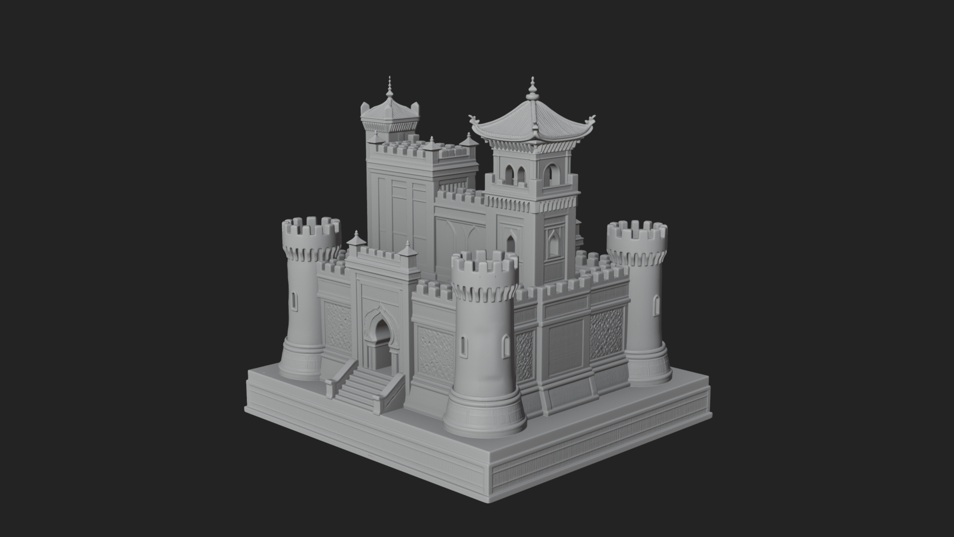 Battlement Castle Tower Design 8 3D Print Model 3D Model