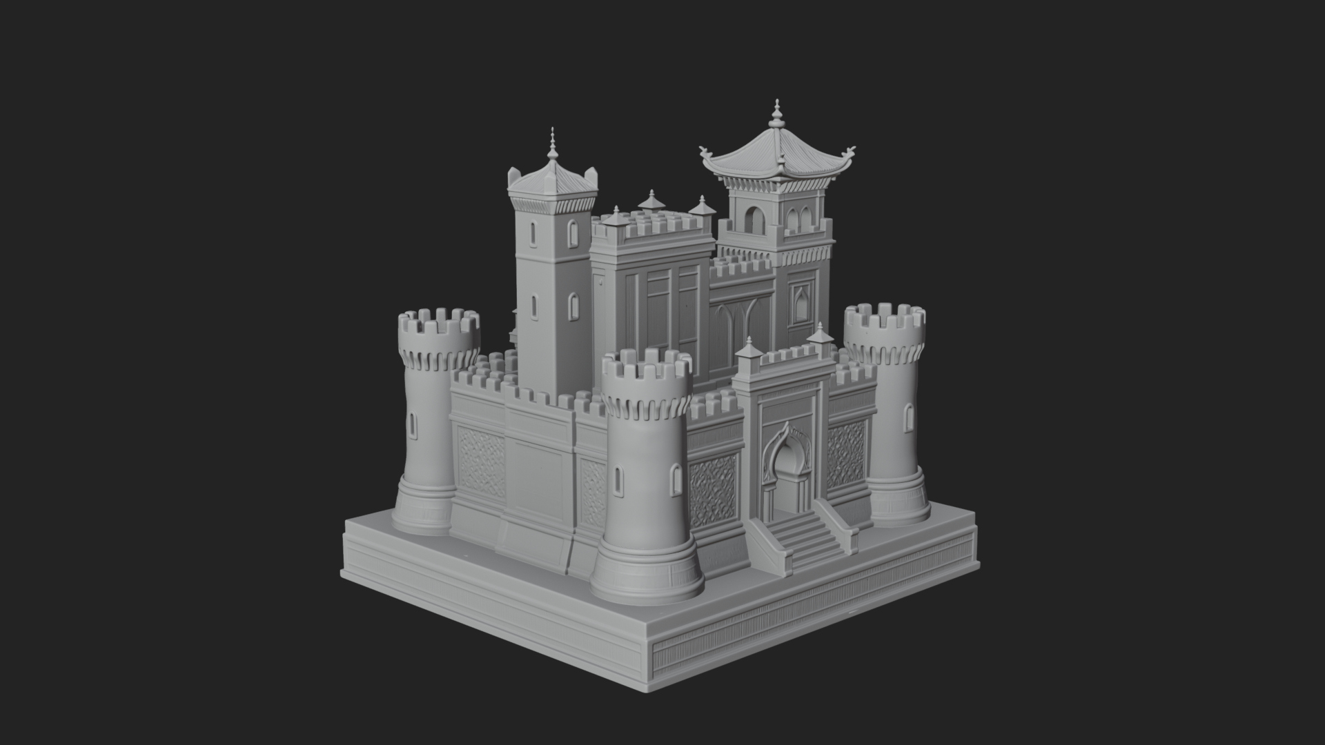 Battlement Castle Tower Design 8 3D Print Model 3D Model