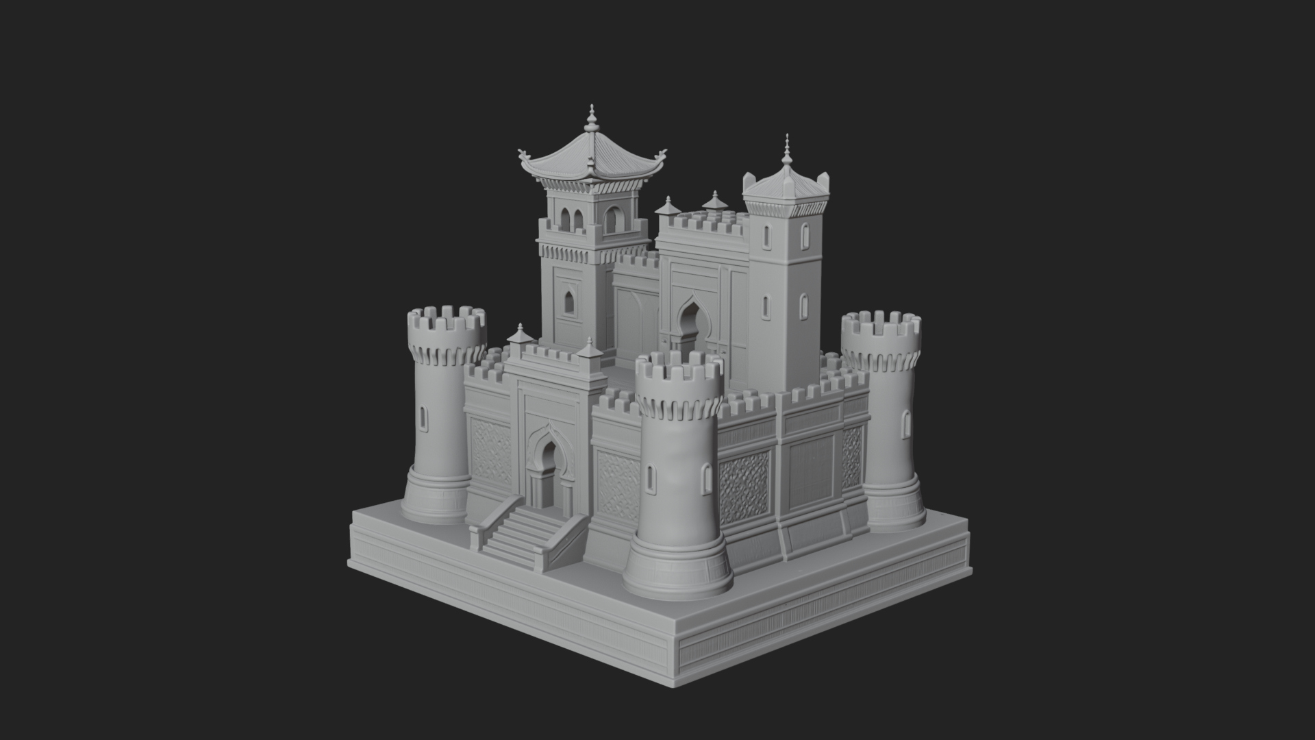 Battlement Castle Tower Design 8 3D Print Model 3D Model