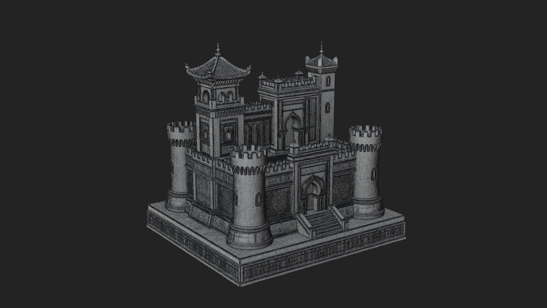 Battlement Castle Tower Design 8 3D Print Model 3D Model