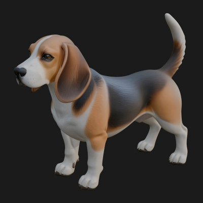 Beagle Dog Statue Design 1 3D Print Model