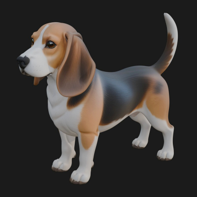 Beagle Dog Statue Design 2 3D Print Model