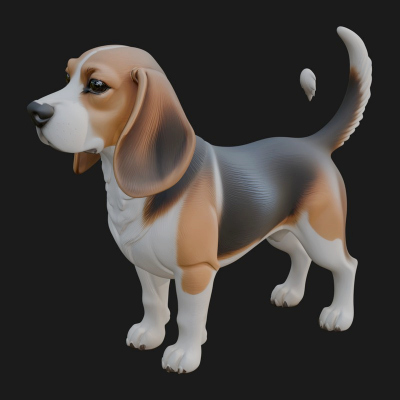 Beagle Dog Statue Design 3 3D Print Model