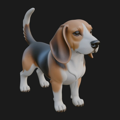 Beagle Dog Statue Design 4 3D Print Model