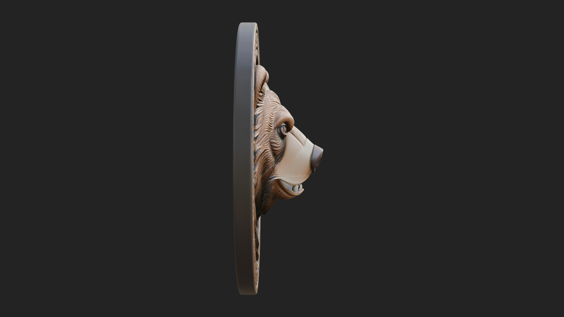 Bear Head Oval Relief Plaque Design 1 3D Print Model 3D Model