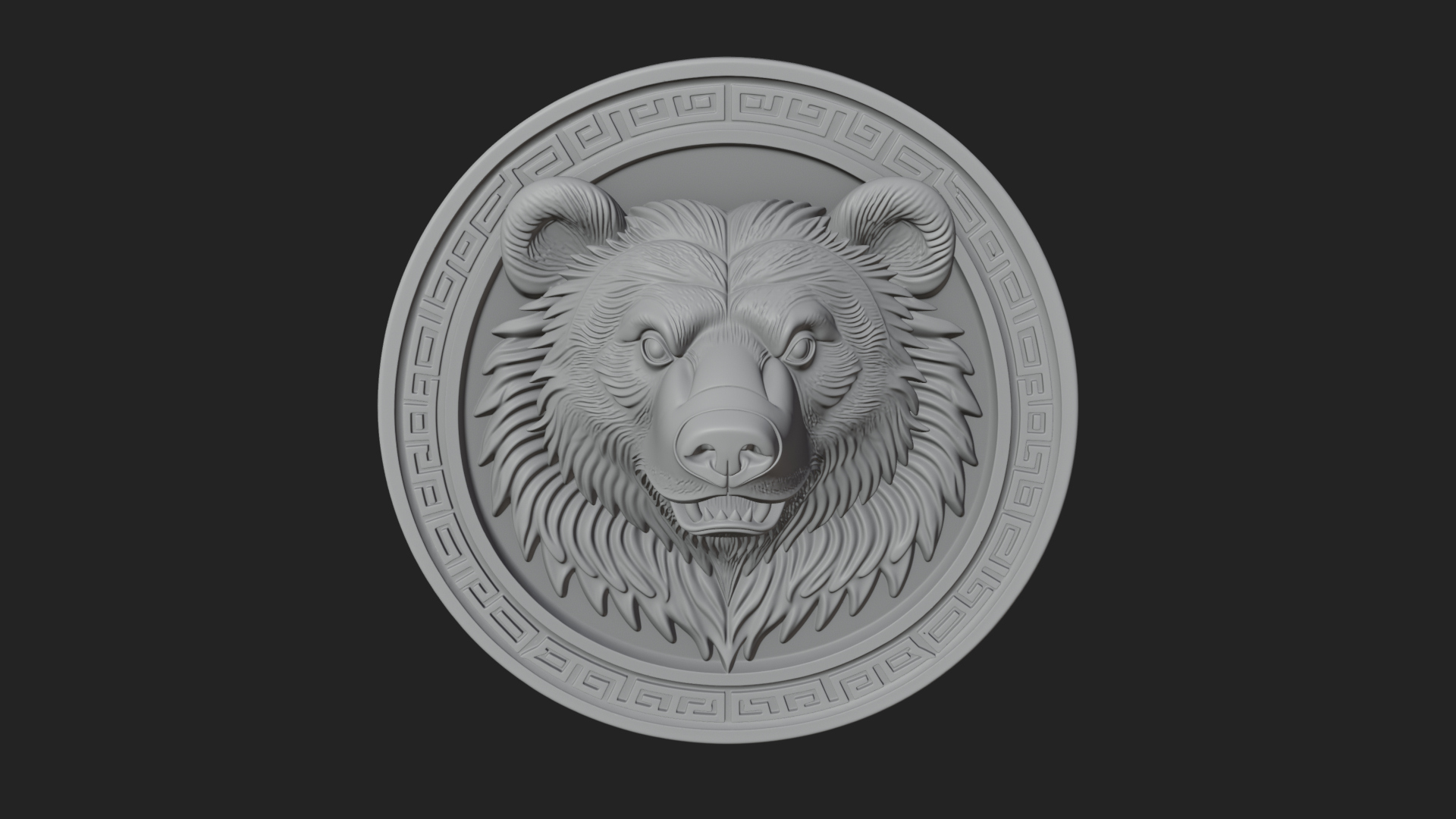 Bear Head Oval Relief Plaque Design 1 3D Print Model 3D Model