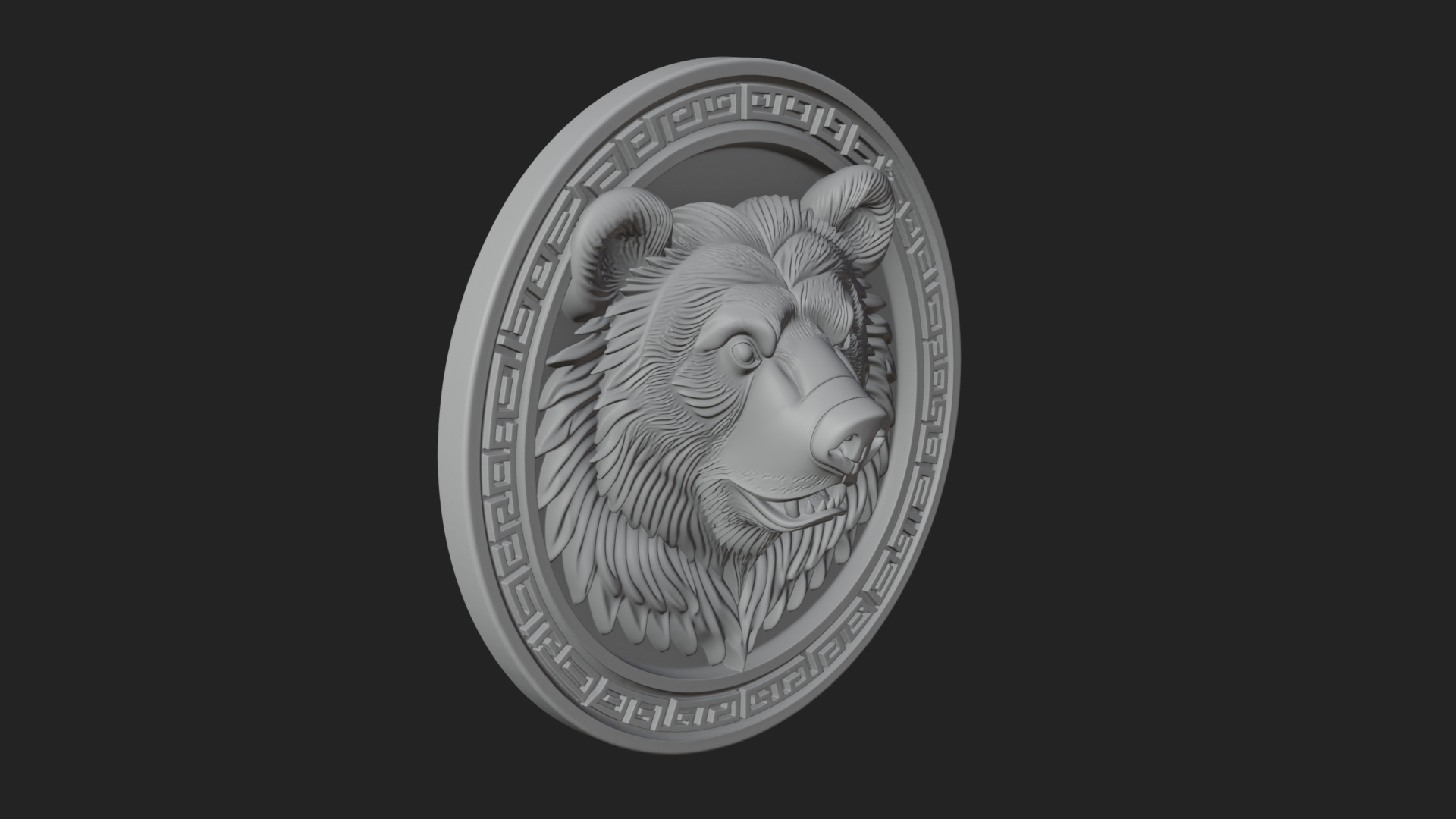 Bear Head Oval Relief Plaque Design 1 3D Print Model 3D Model