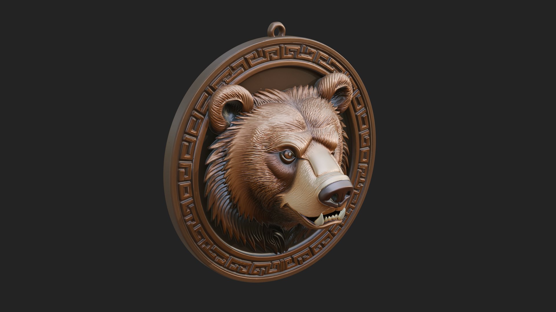 Bear Head Oval Relief Plaque Design 2 3D Print Model 3D Model