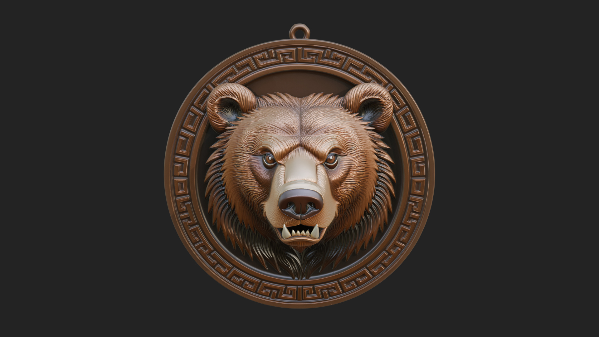 Bear Head Oval Relief Plaque Design 2 3D Print Model 3D Model