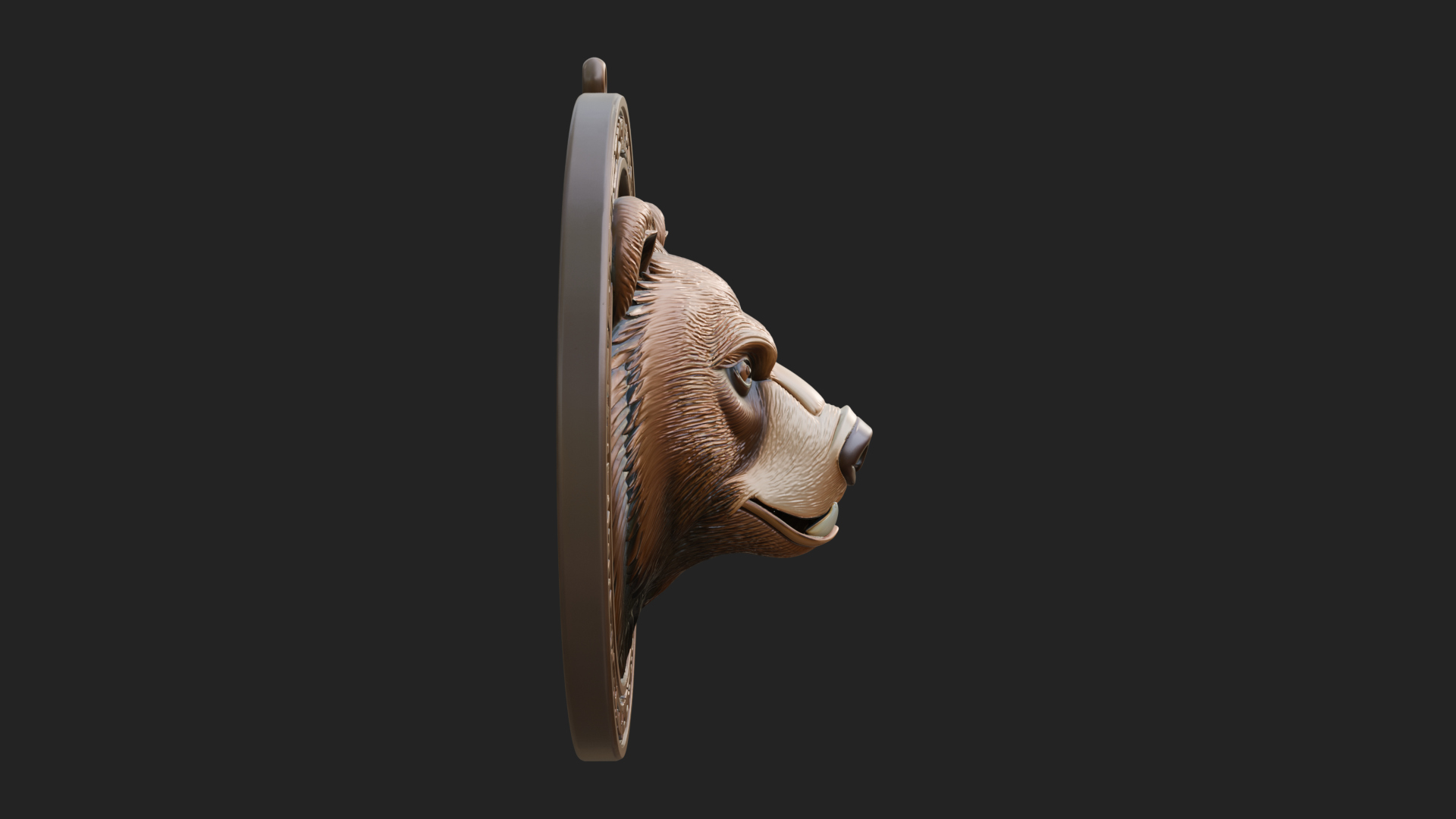 Bear Head Oval Relief Plaque Design 2 3D Print Model 3D Model