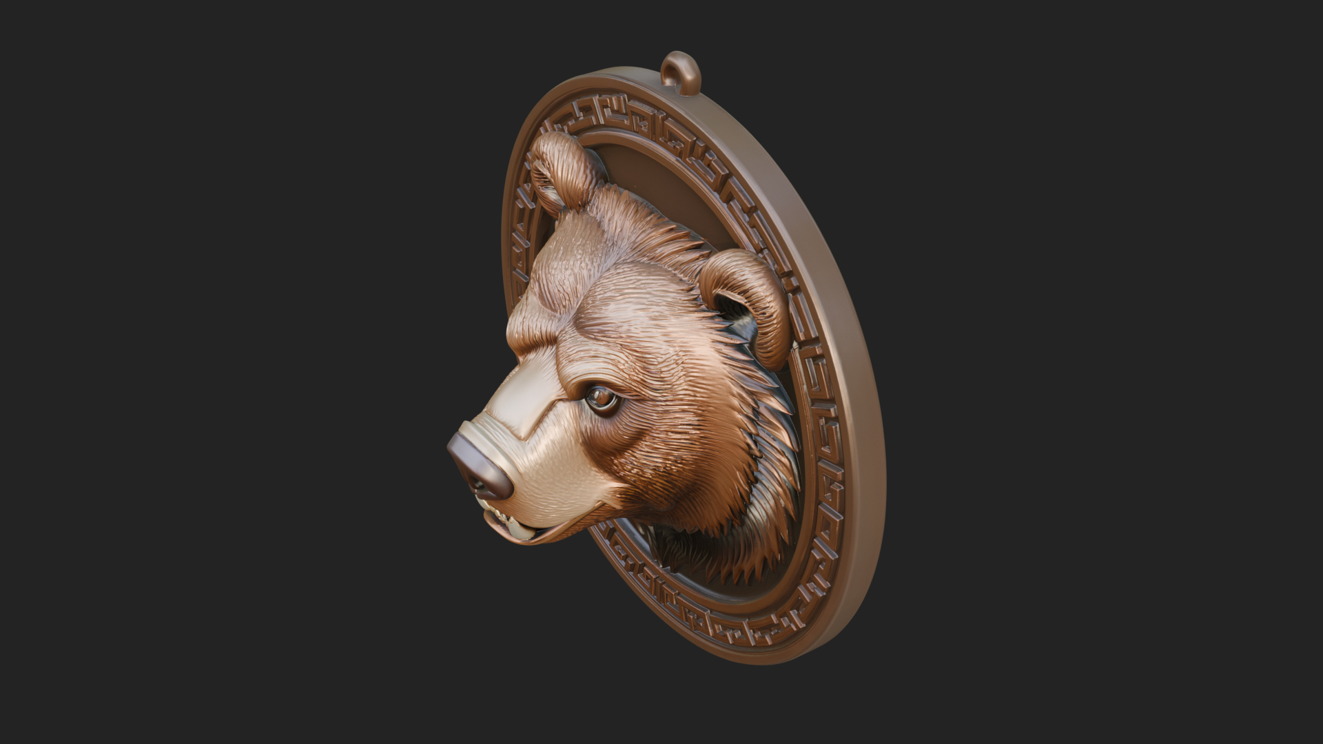 Bear Head Oval Relief Plaque Design 2 3D Print Model 3D Model