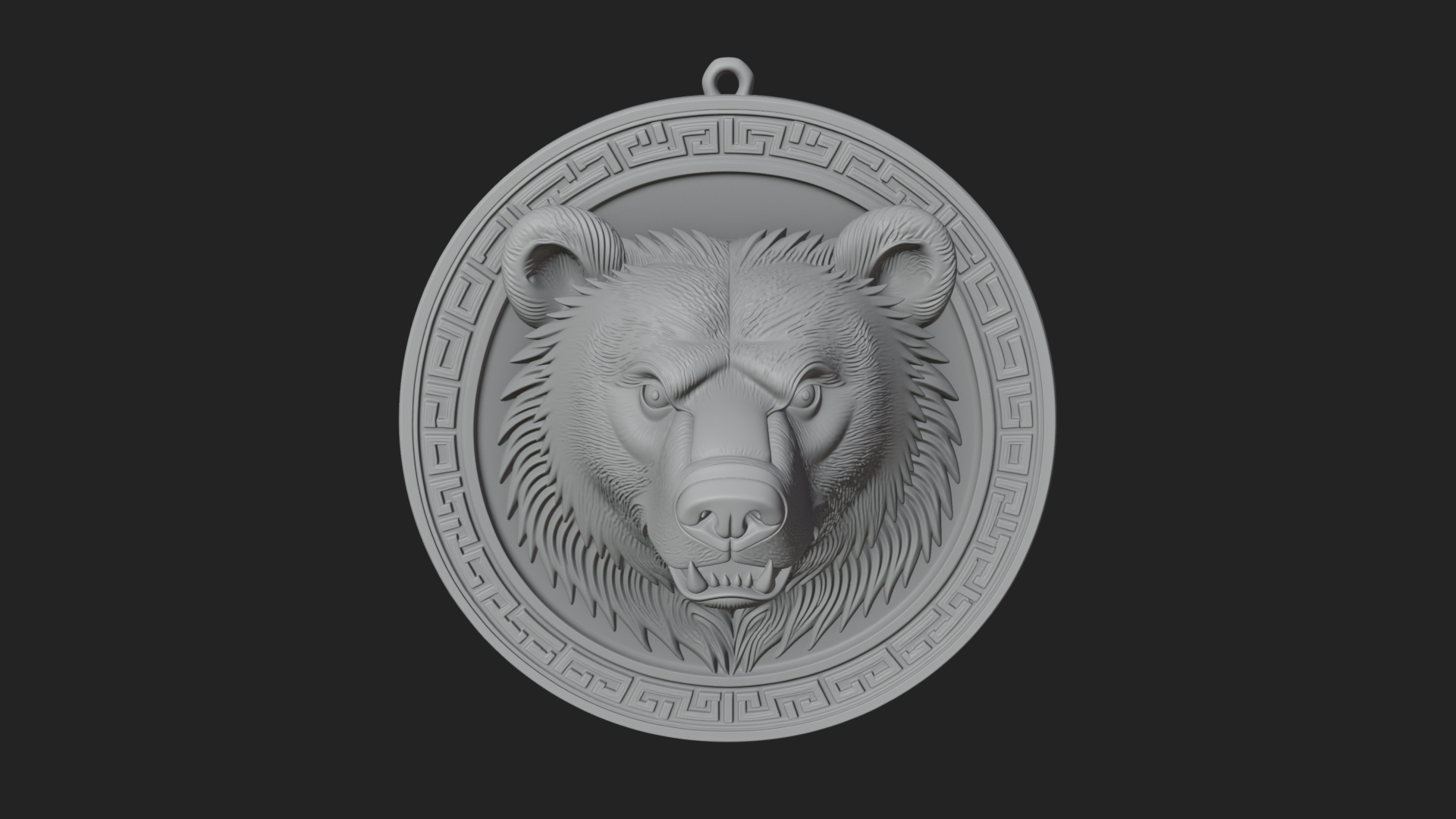 Bear Head Oval Relief Plaque Design 2 3D Print Model 3D Model
