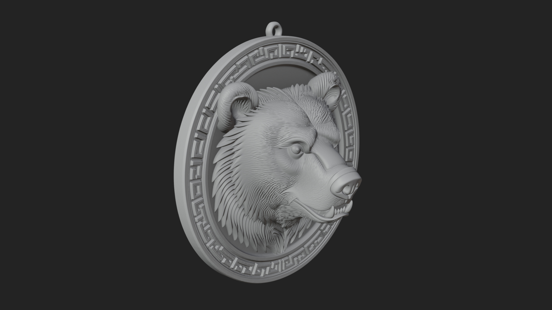 Bear Head Oval Relief Plaque Design 2 3D Print Model 3D Model