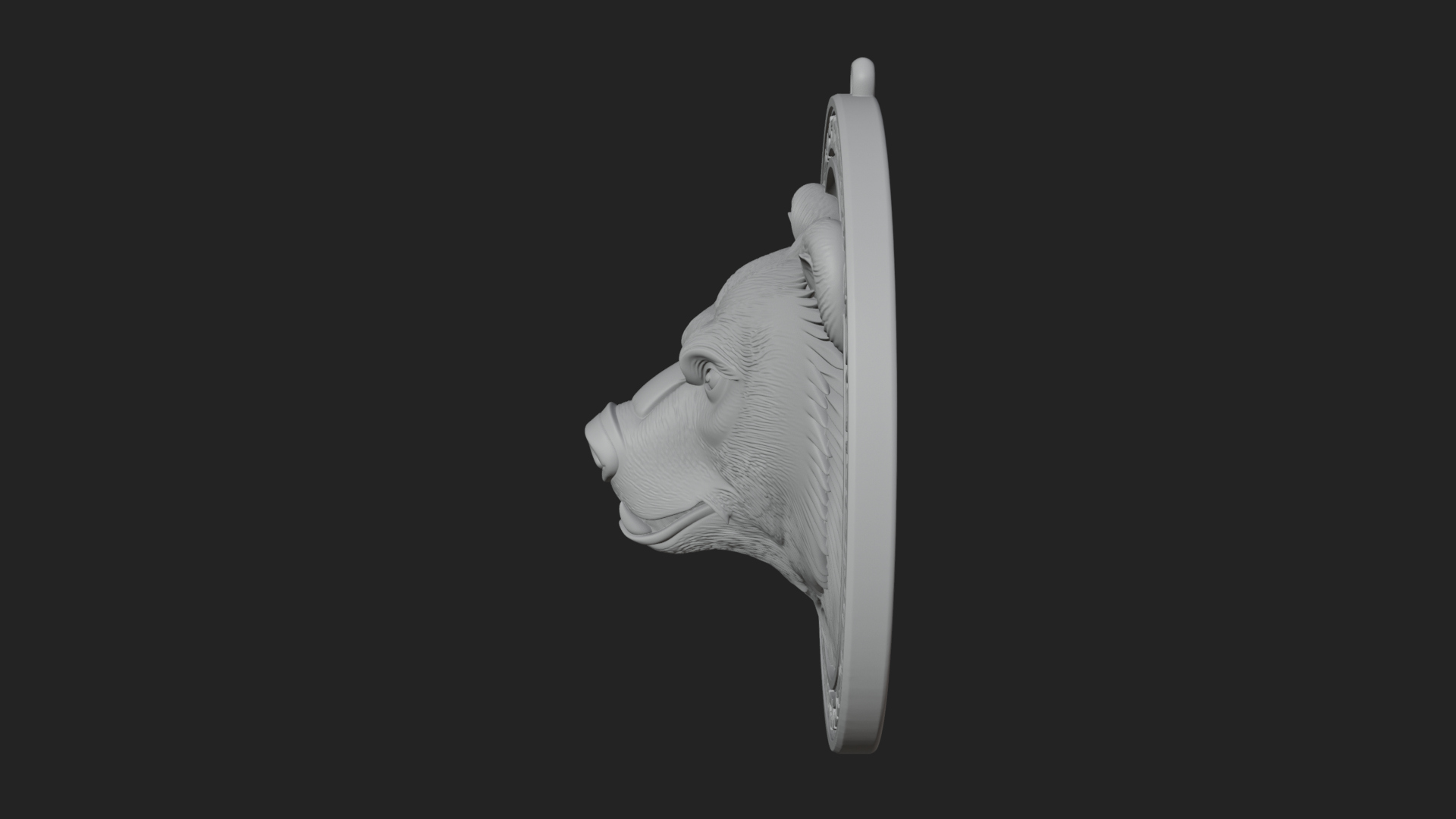 Bear Head Oval Relief Plaque Design 2 3D Print Model 3D Model