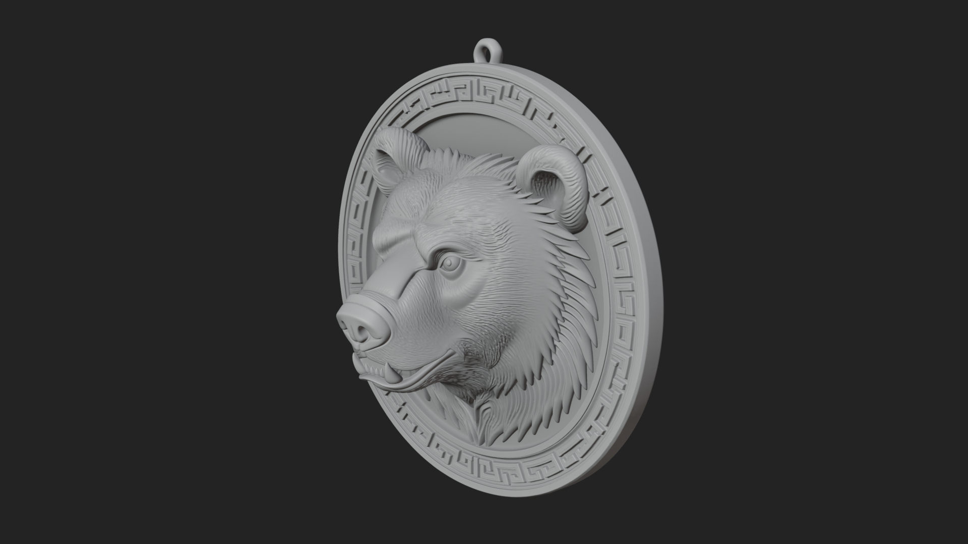 Bear Head Oval Relief Plaque Design 2 3D Print Model 3D Model
