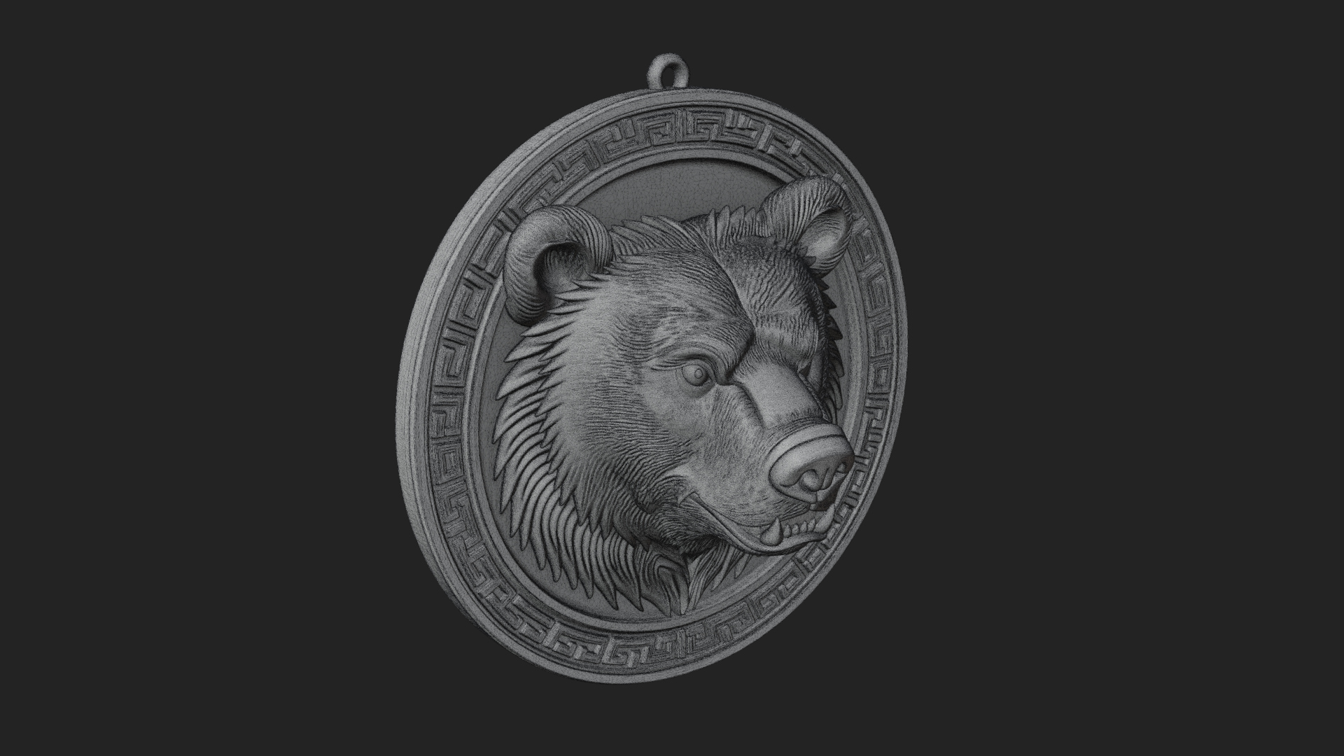 Bear Head Oval Relief Plaque Design 2 3D Print Model 3D Model
