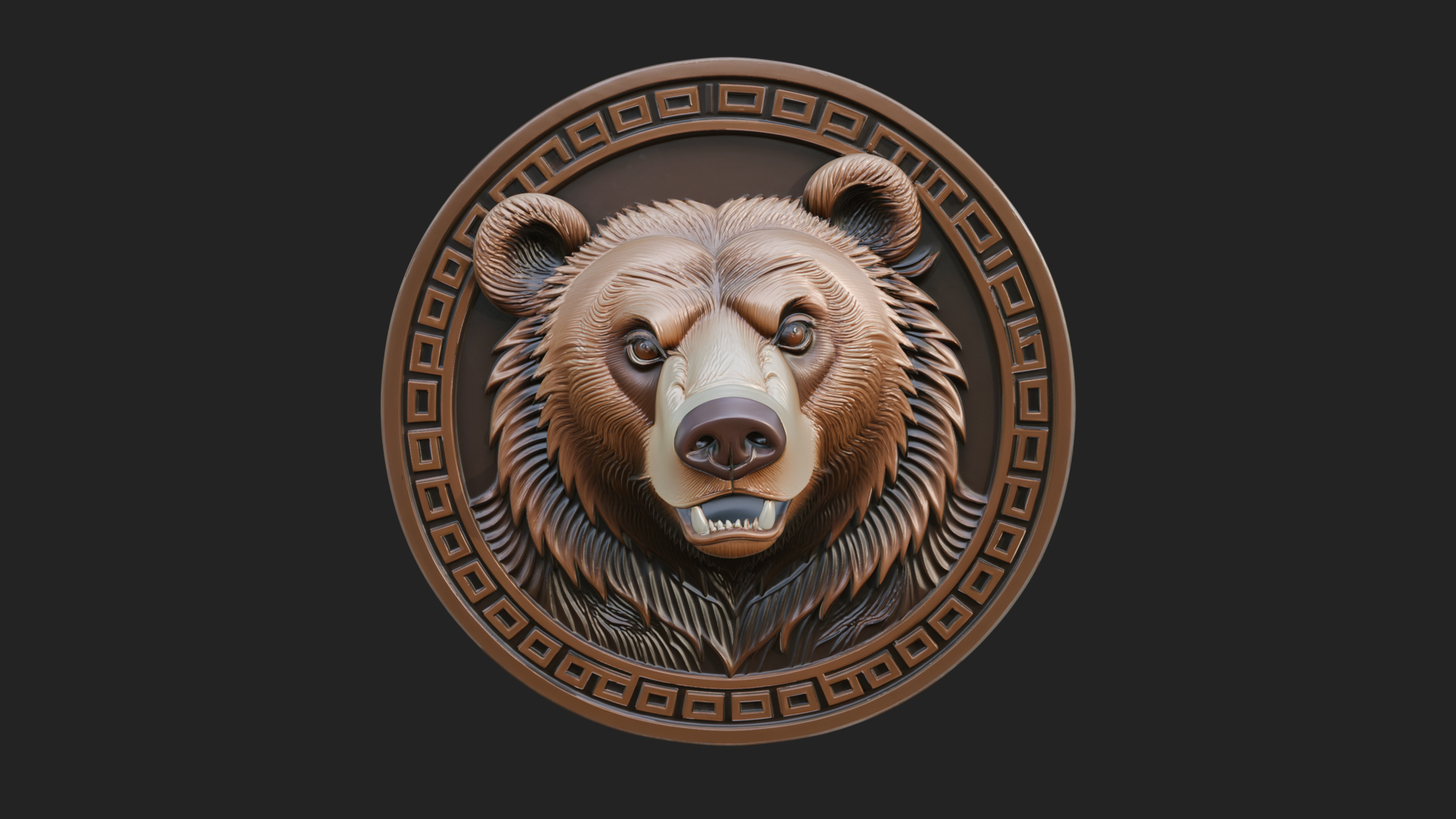 Bear Head Oval Relief Plaque Design 3 3D Print Model 3D Model