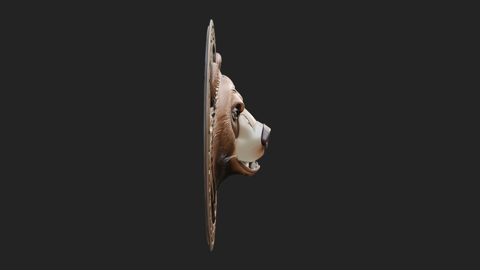 Bear Head Oval Relief Plaque Design 3 3D Print Model 3D Model