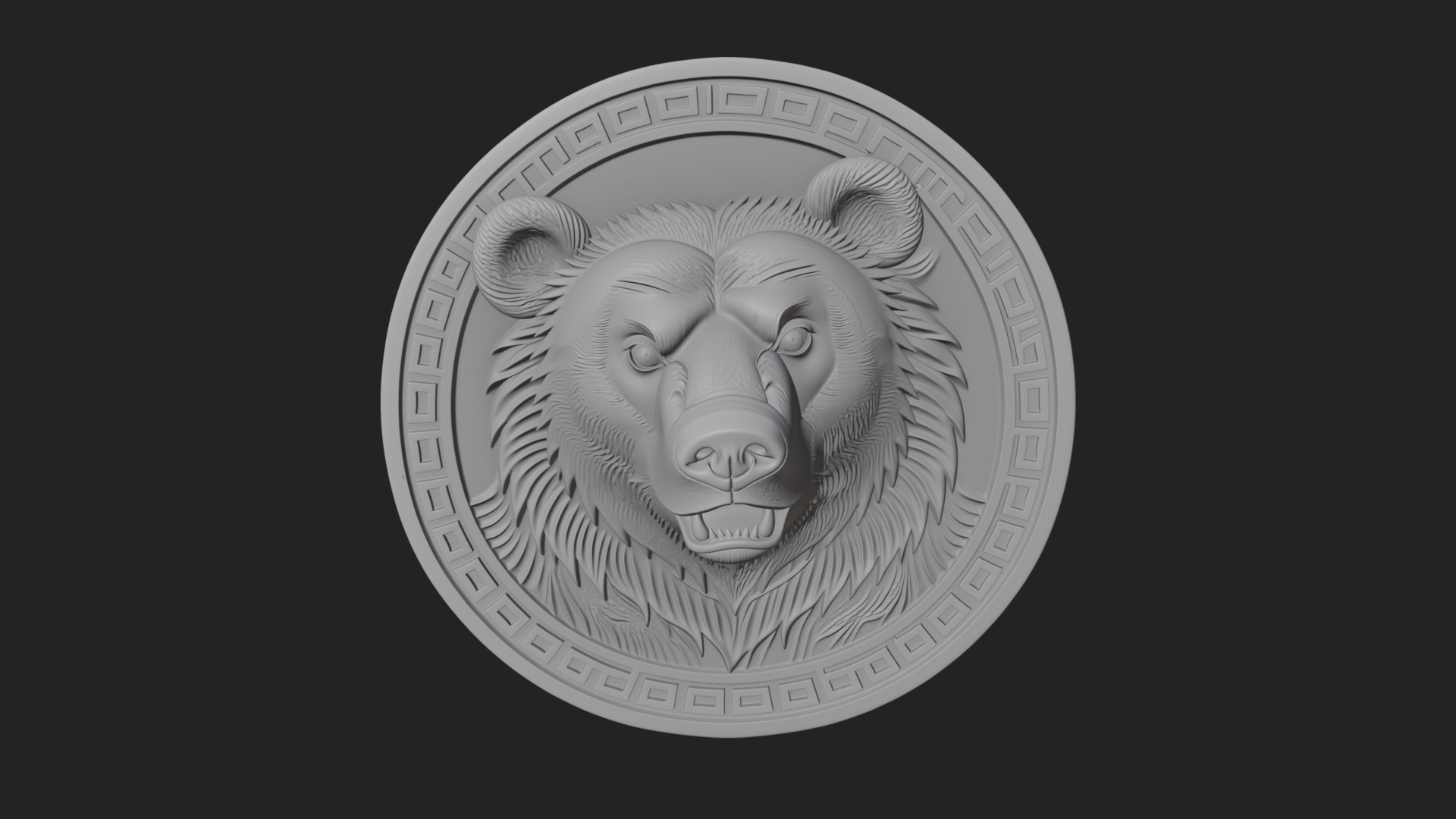 Bear Head Oval Relief Plaque Design 3 3D Print Model 3D Model