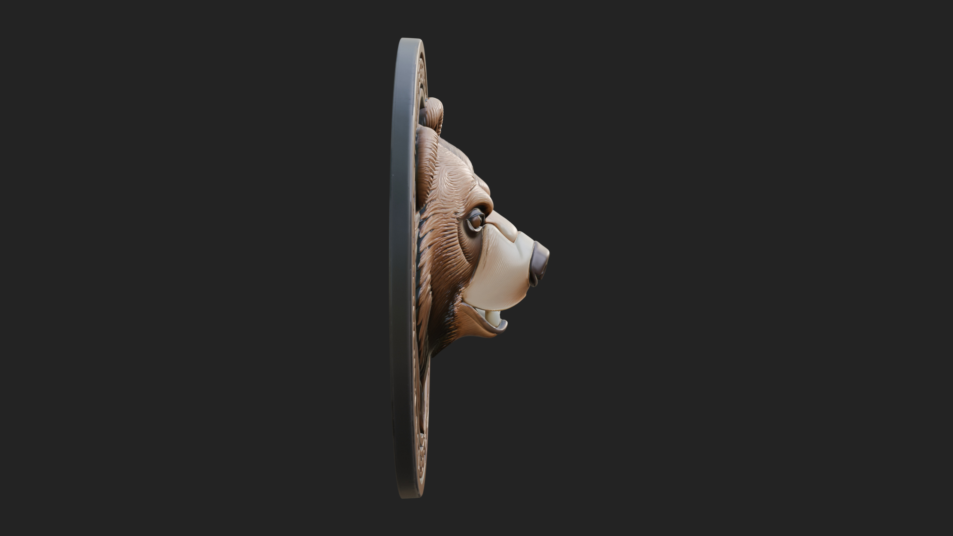 Bear Head Oval Relief Plaque Design 4 3D Print Model 3D Model