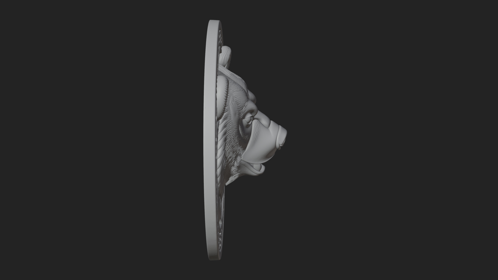Bear Head Oval Relief Plaque Design 4 3D Print Model 3D Model