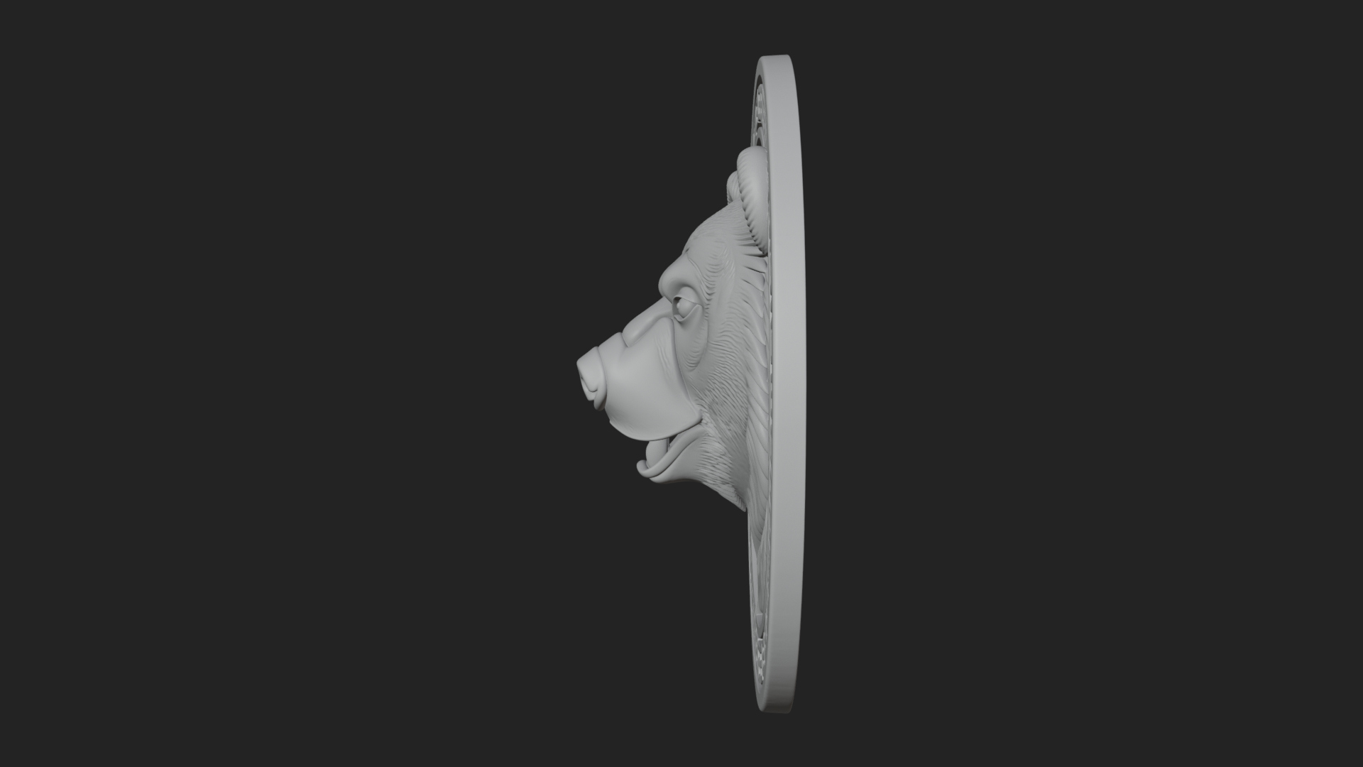 Bear Head Oval Relief Plaque Design 4 3D Print Model 3D Model