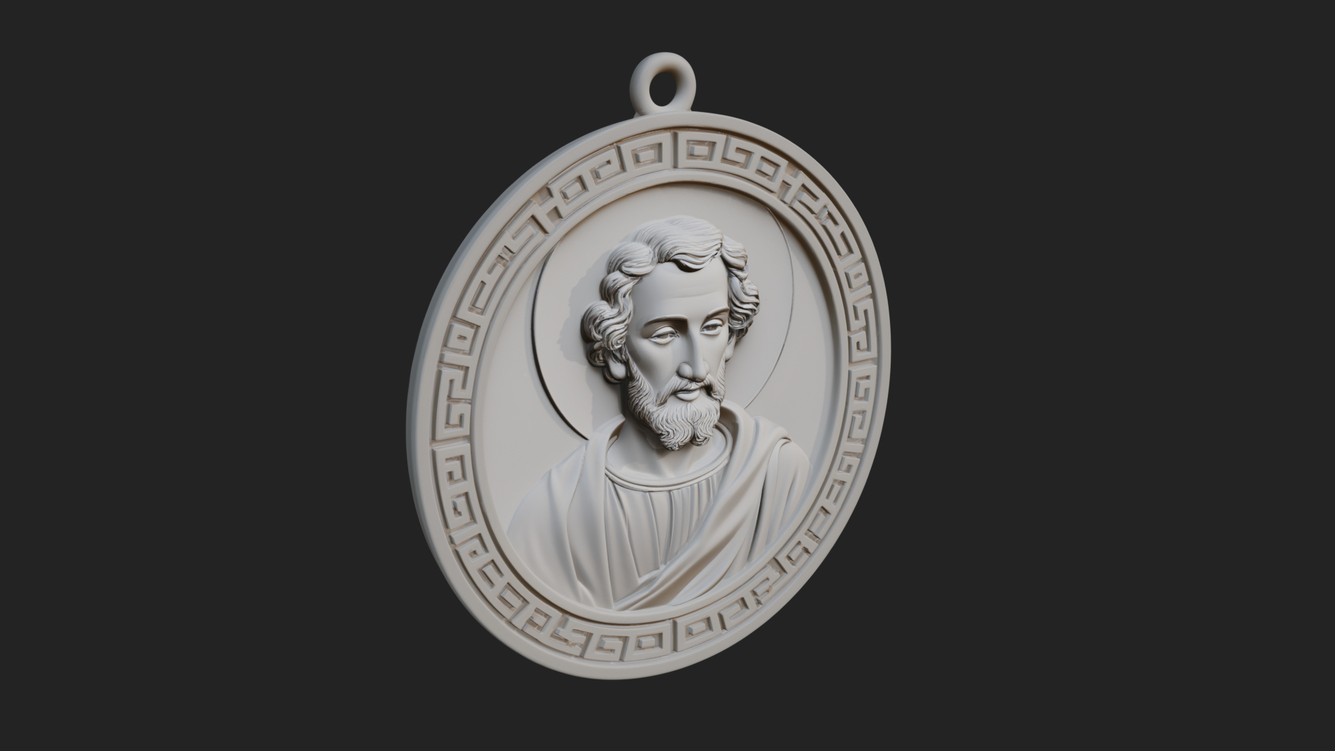 Bearded Saint Oval Relief Plaque Design 1 3D Print Model 3D Model