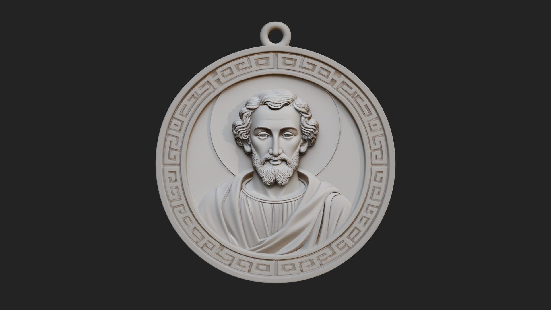 Bearded Saint Oval Relief Plaque Design 1 3D Print Model 3D Model