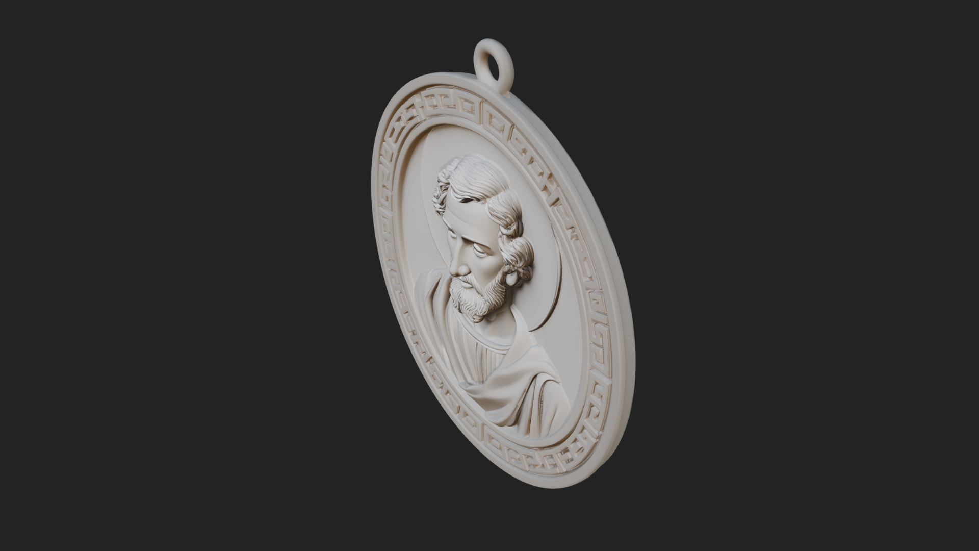 Bearded Saint Oval Relief Plaque Design 1 3D Print Model 3D Model