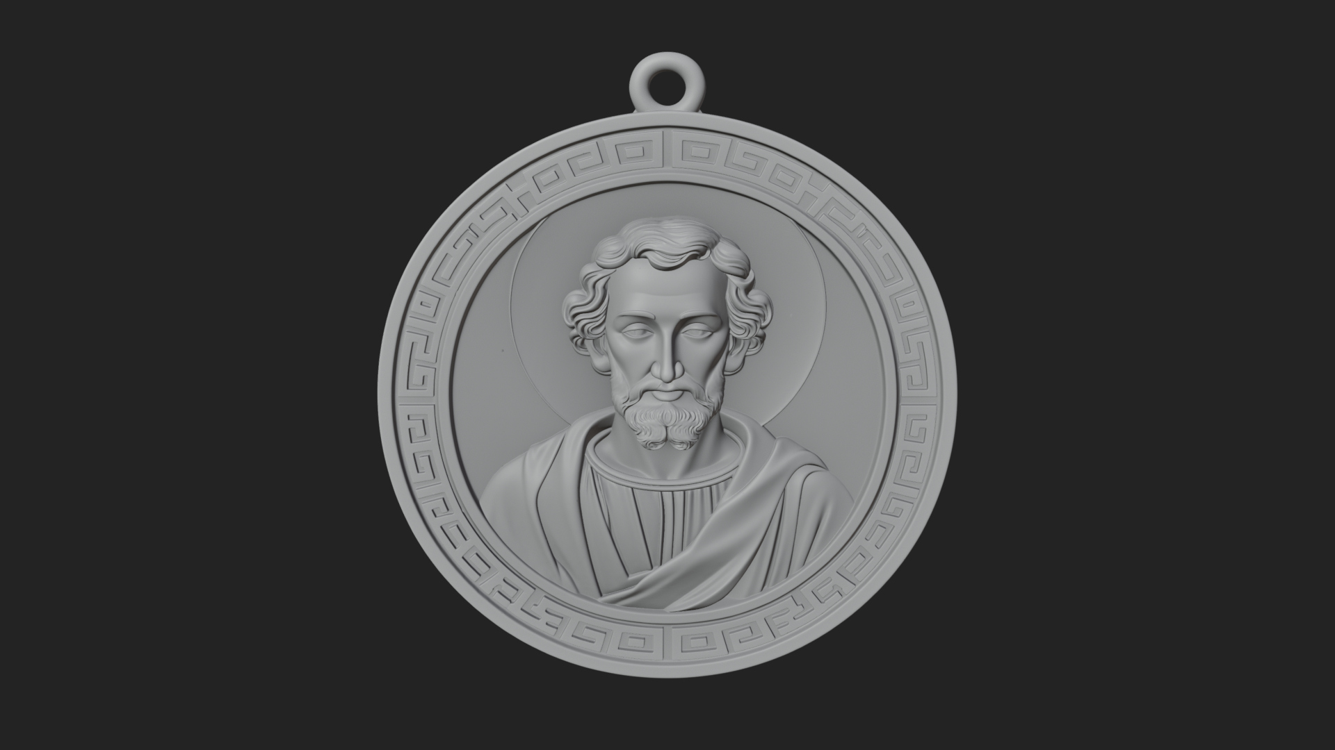 Bearded Saint Oval Relief Plaque Design 1 3D Print Model 3D Model