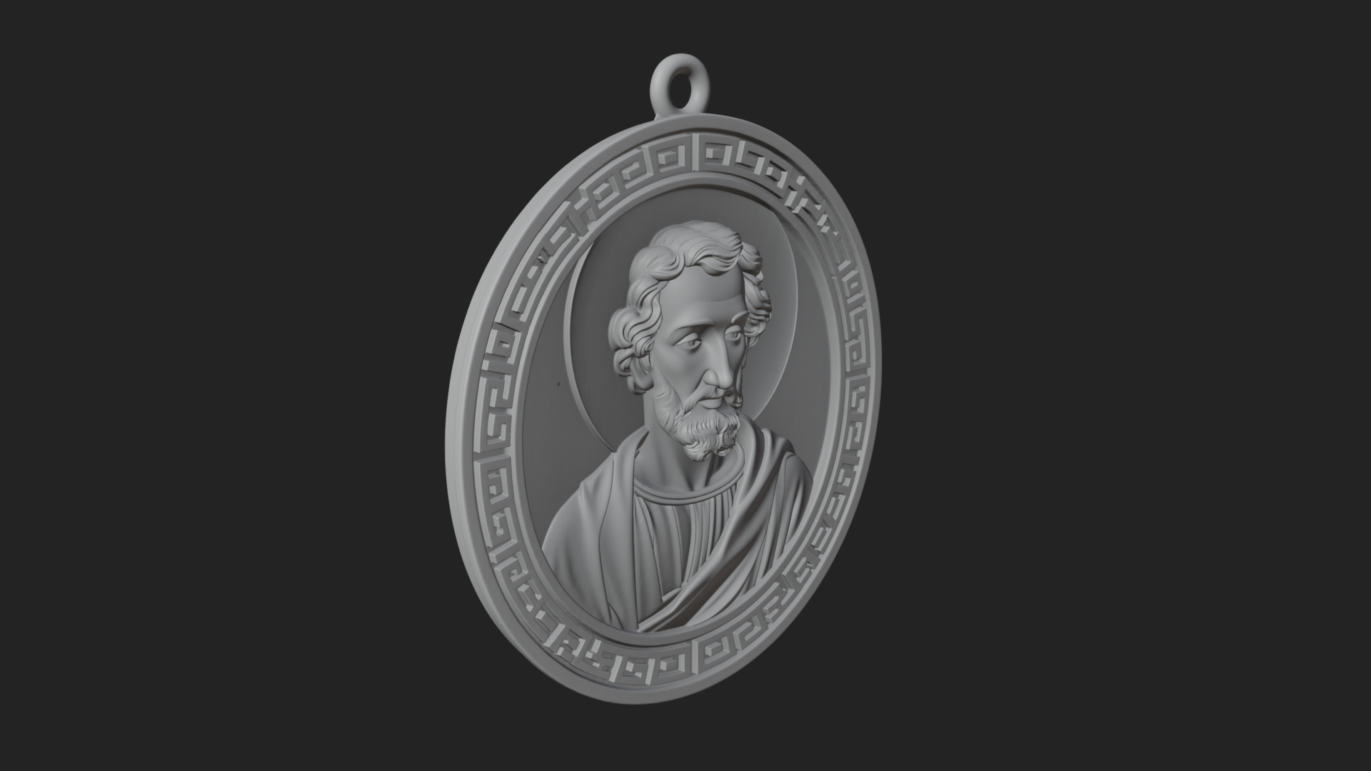 Bearded Saint Oval Relief Plaque Design 1 3D Print Model 3D Model