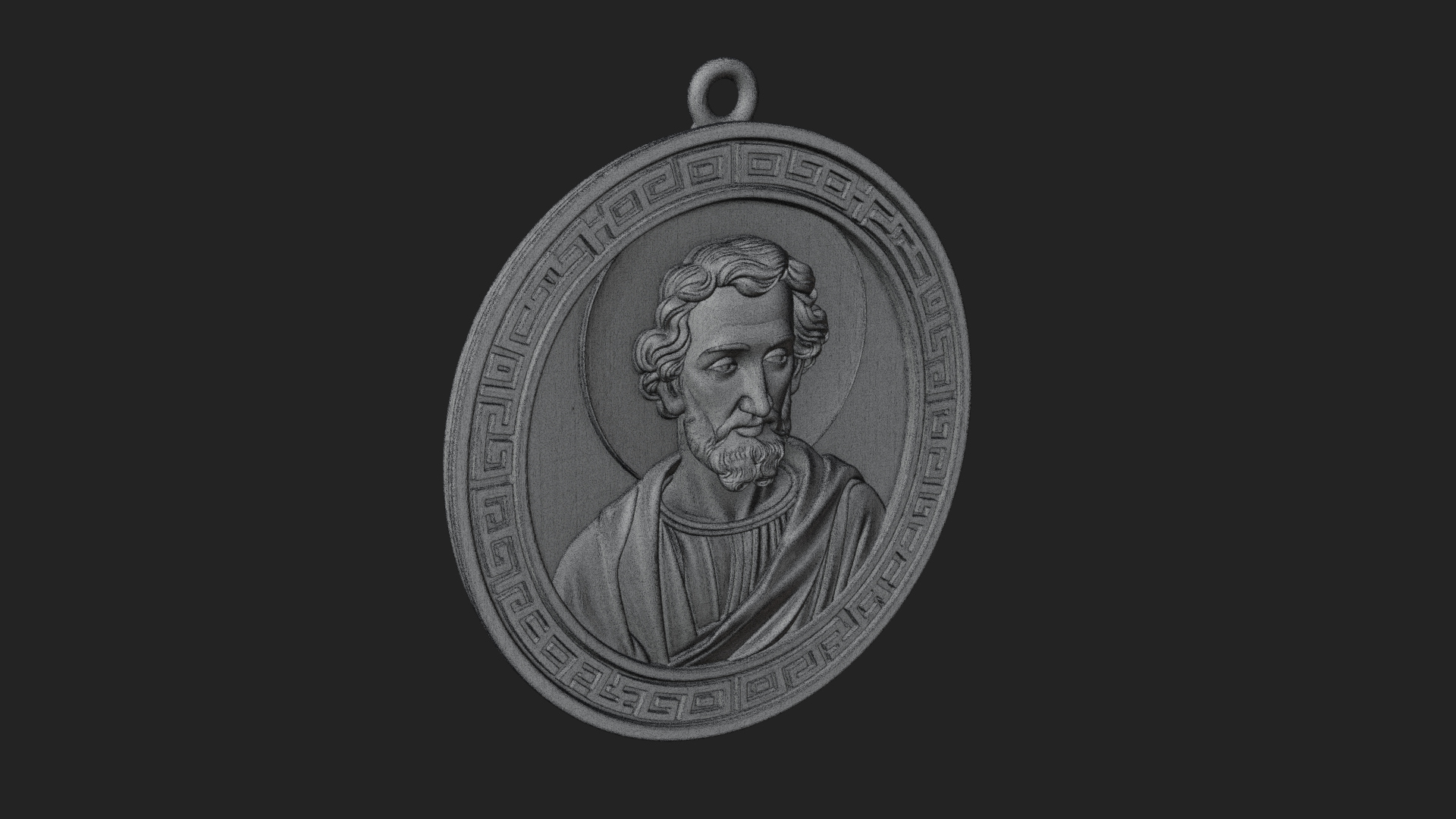 Bearded Saint Oval Relief Plaque Design 1 3D Print Model 3D Model