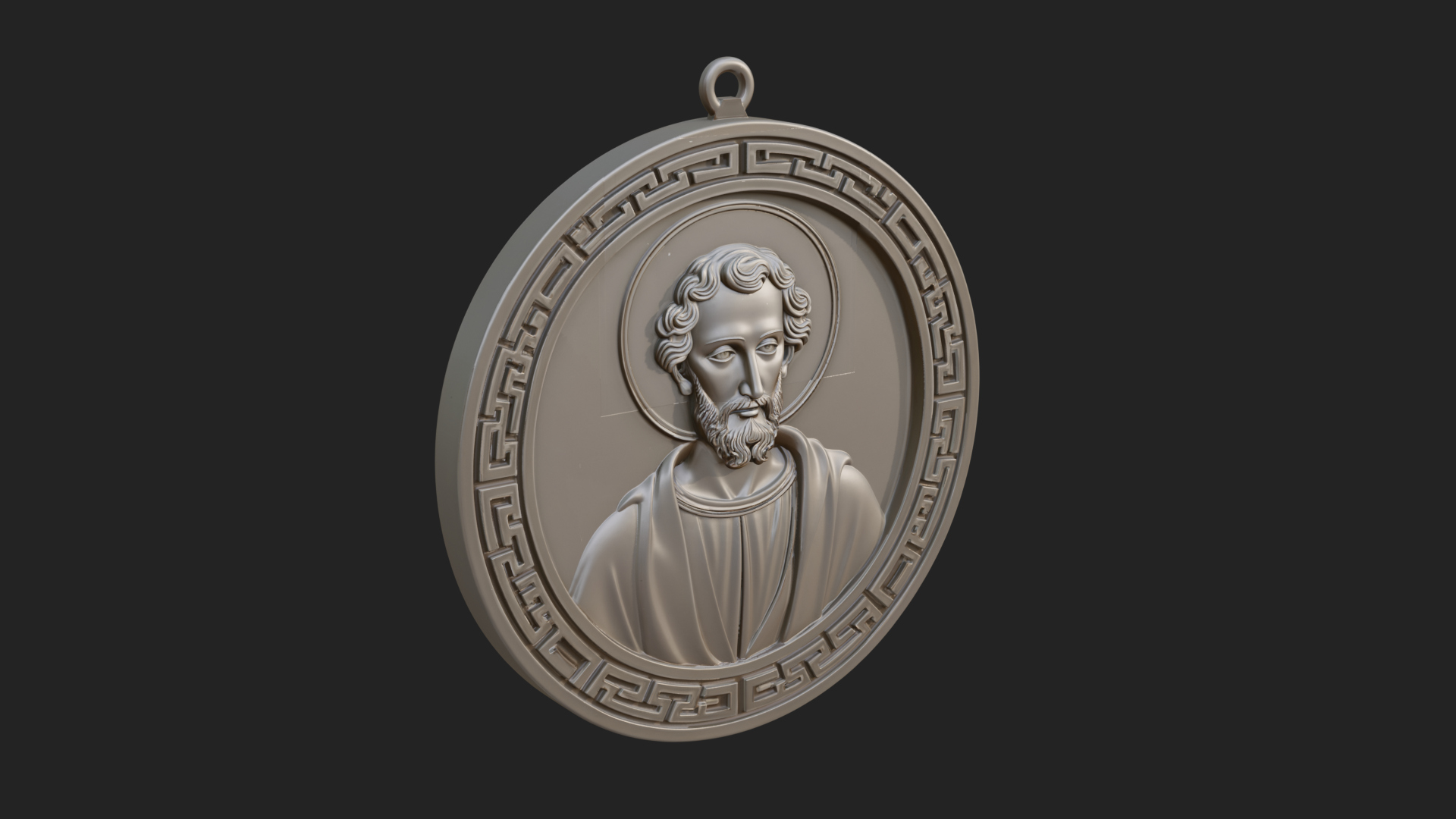 Bearded Saint Oval Relief Plaque Design 2 3D Print Model 3D Model