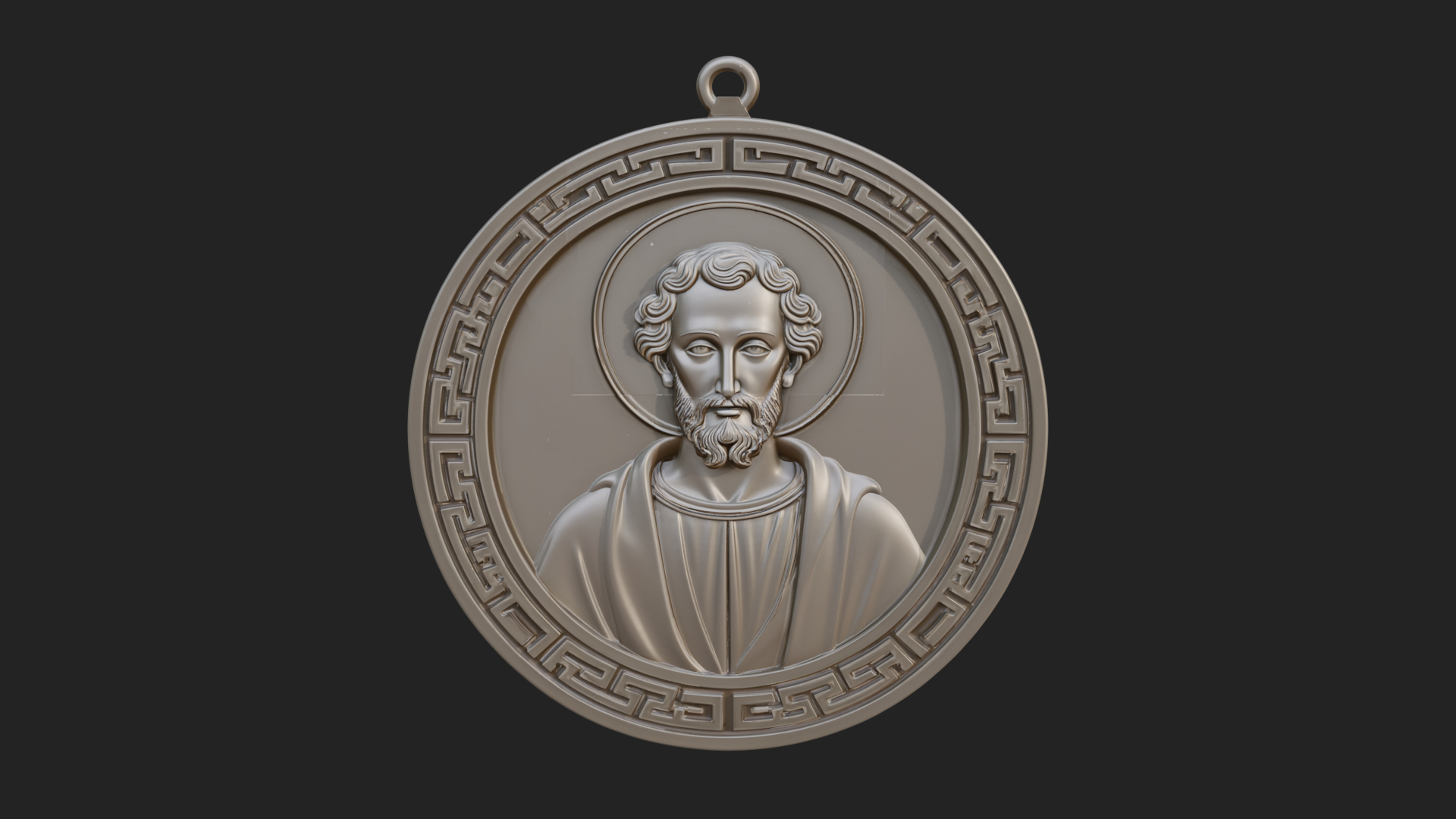 Bearded Saint Oval Relief Plaque Design 2 3D Print Model 3D Model