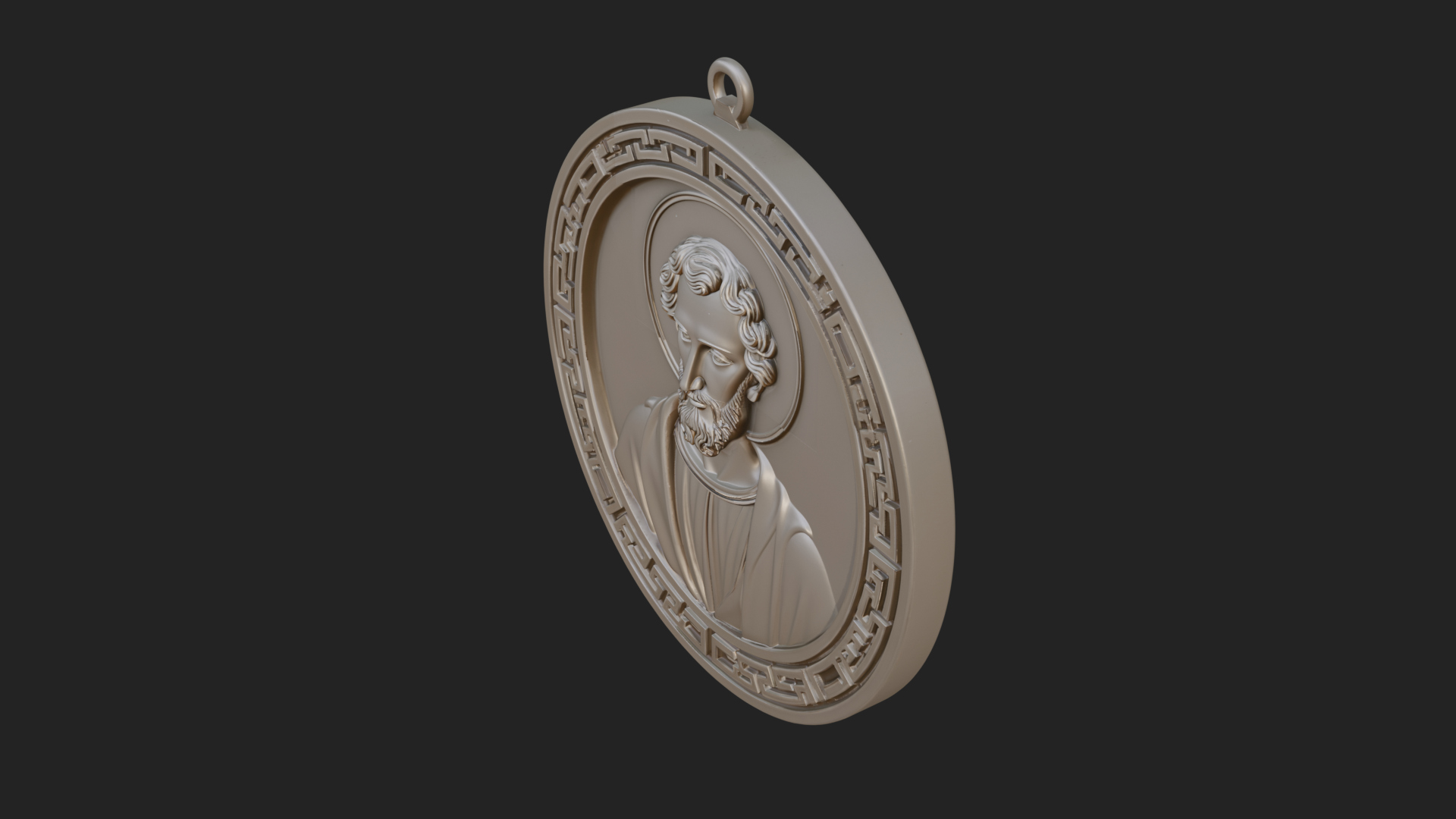 Bearded Saint Oval Relief Plaque Design 2 3D Print Model 3D Model