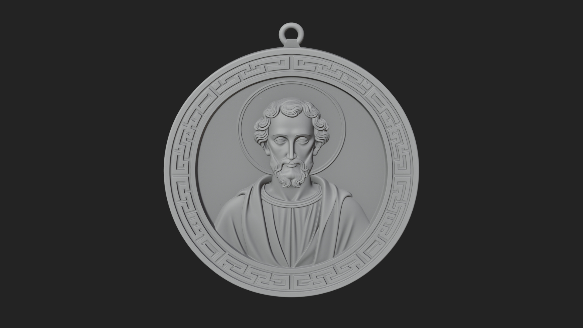 Bearded Saint Oval Relief Plaque Design 2 3D Print Model 3D Model