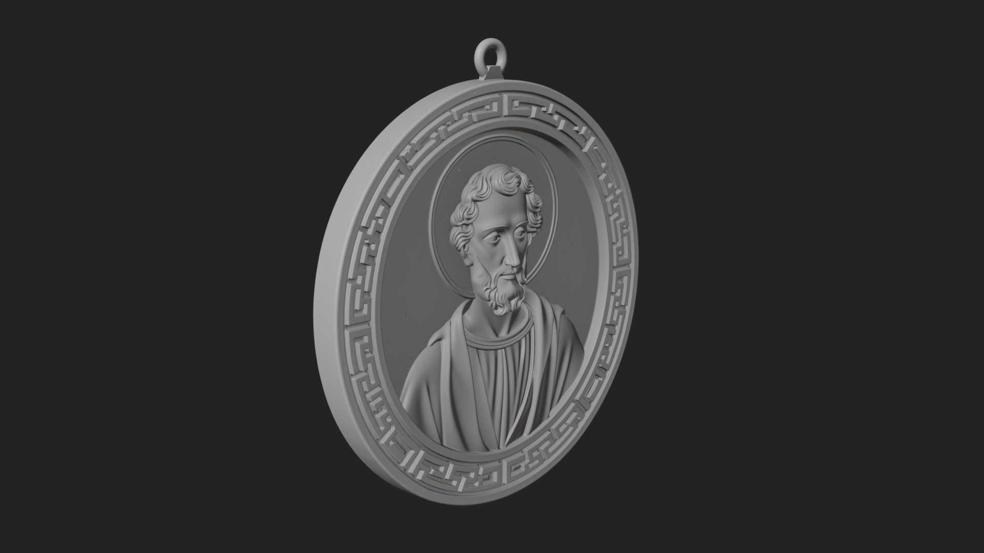 Bearded Saint Oval Relief Plaque Design 2 3D Print Model 3D Model