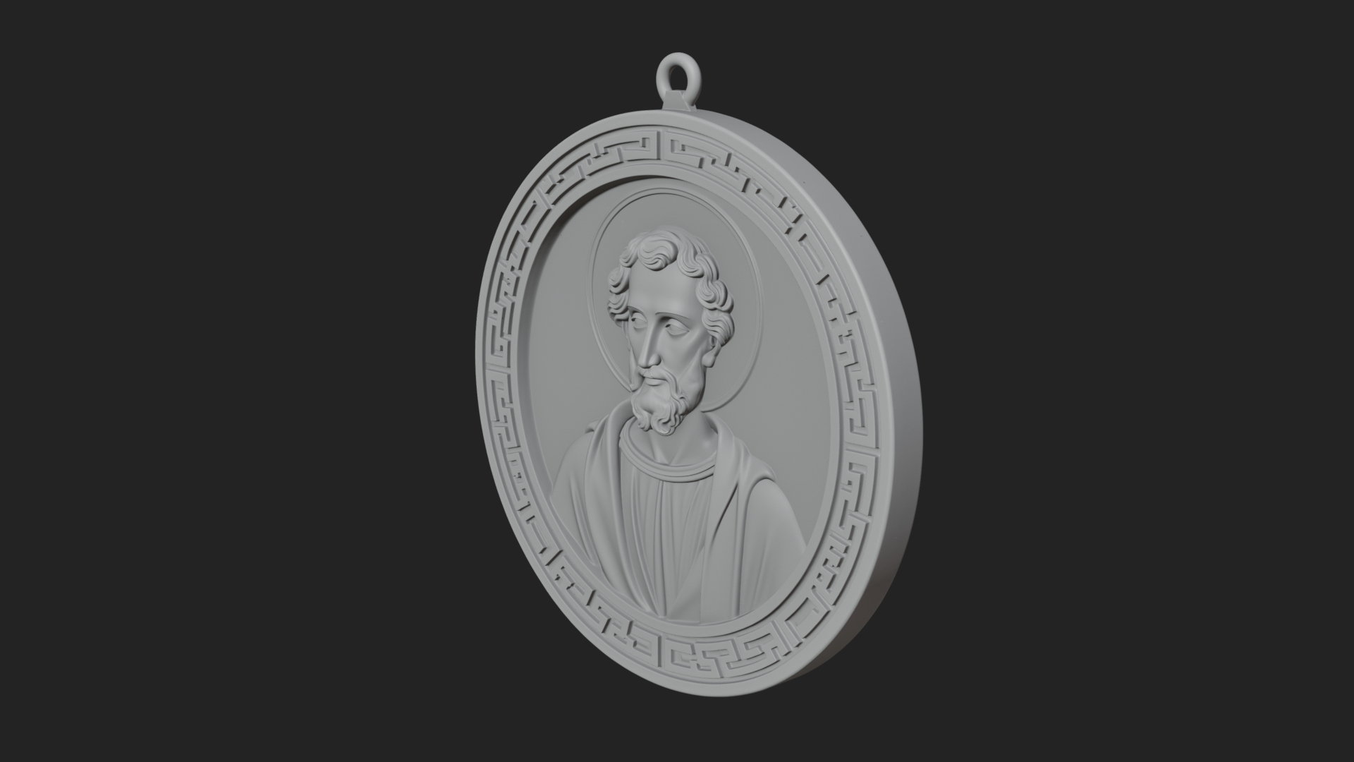Bearded Saint Oval Relief Plaque Design 2 3D Print Model 3D Model