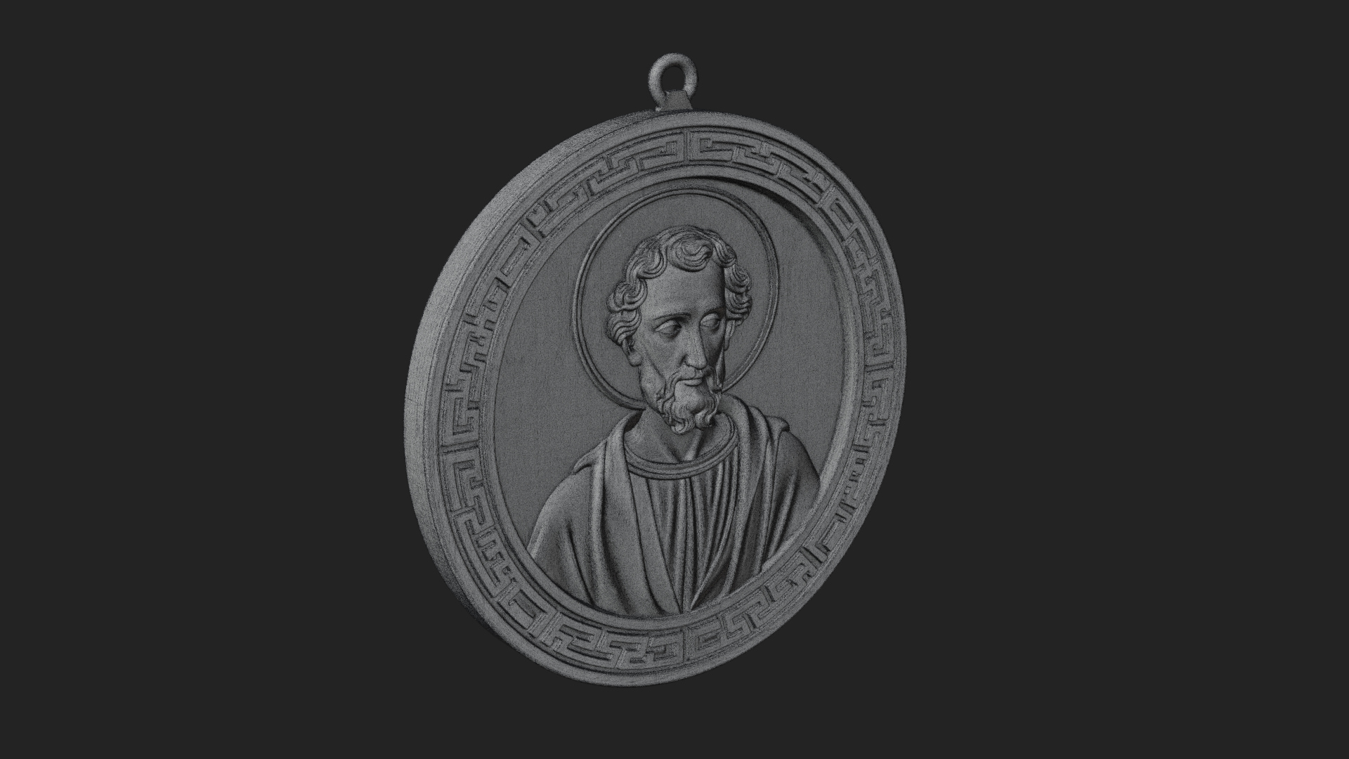 Bearded Saint Oval Relief Plaque Design 2 3D Print Model 3D Model