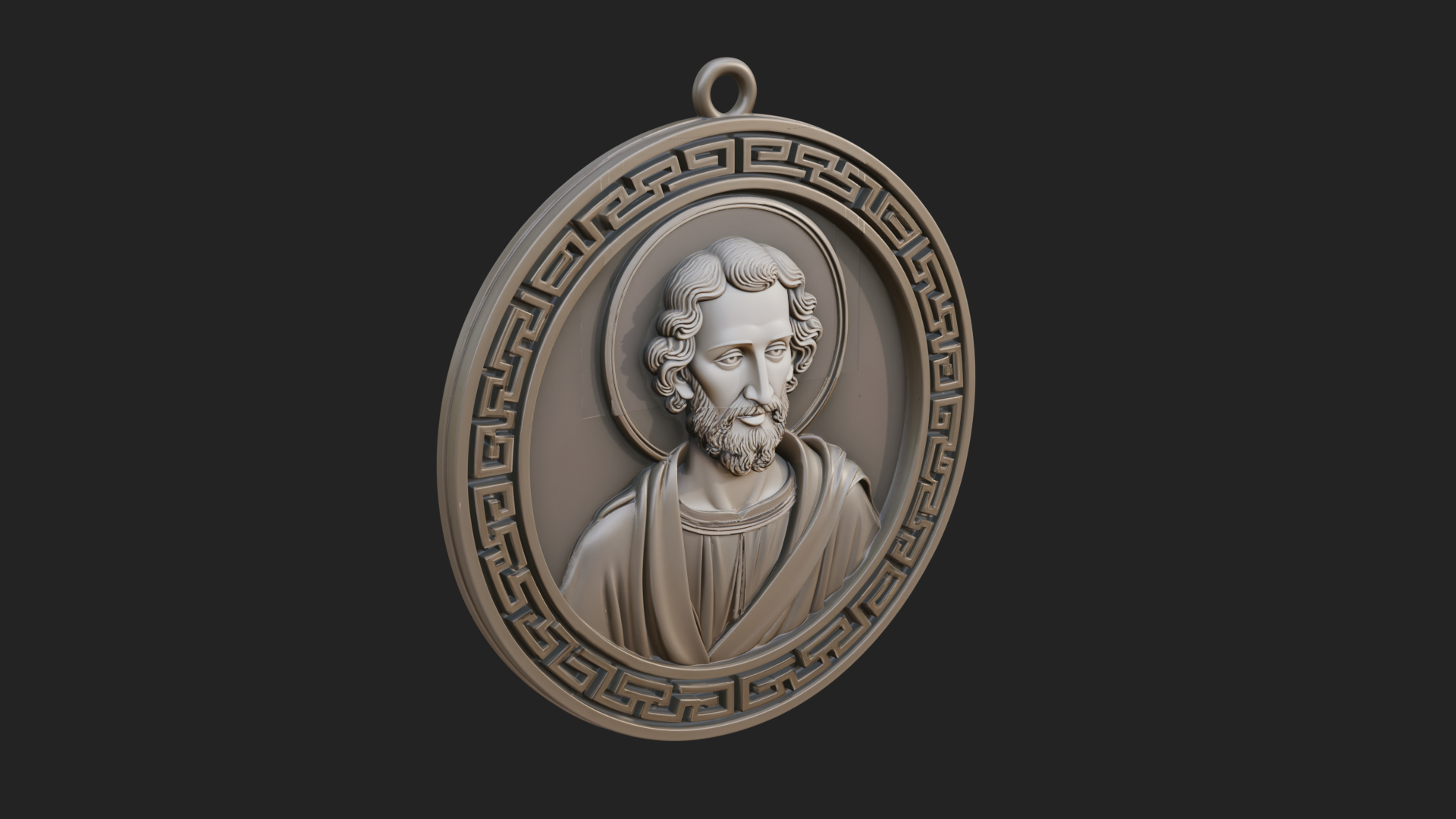 Bearded Saint Oval Relief Plaque Design 3 3D Print Model 3D Model