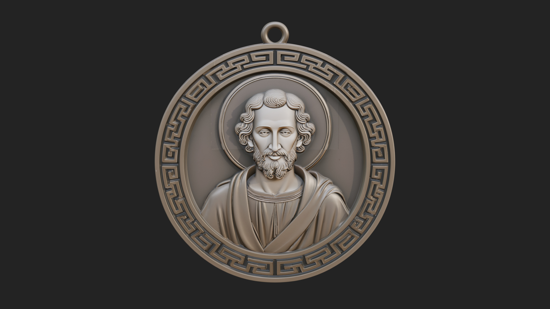 Bearded Saint Oval Relief Plaque Design 3 3D Print Model 3D Model