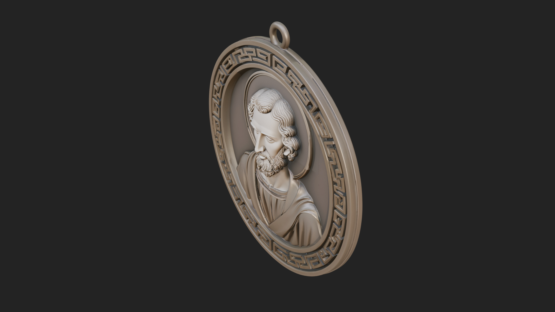 Bearded Saint Oval Relief Plaque Design 3 3D Print Model 3D Model