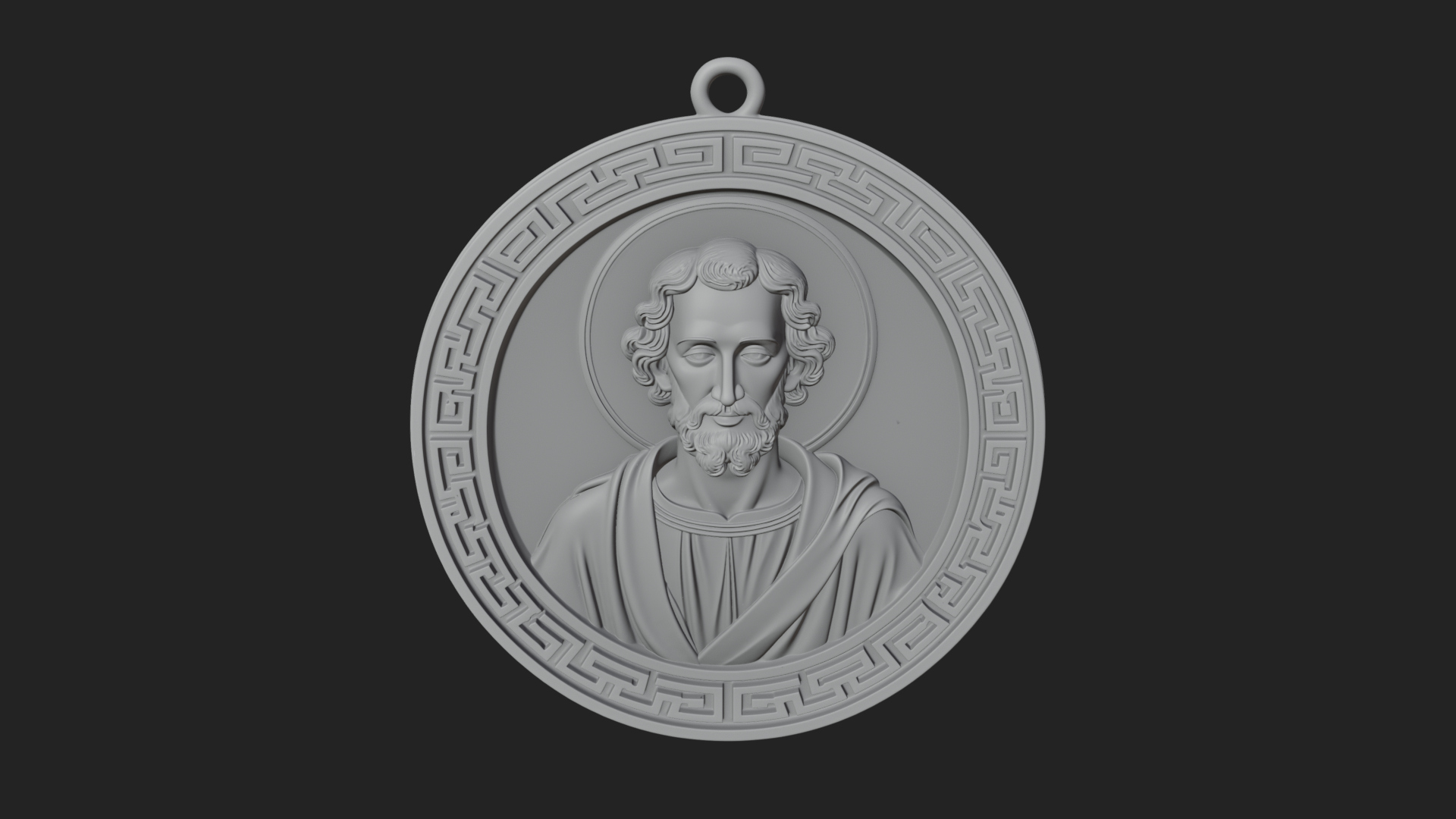 Bearded Saint Oval Relief Plaque Design 3 3D Print Model 3D Model