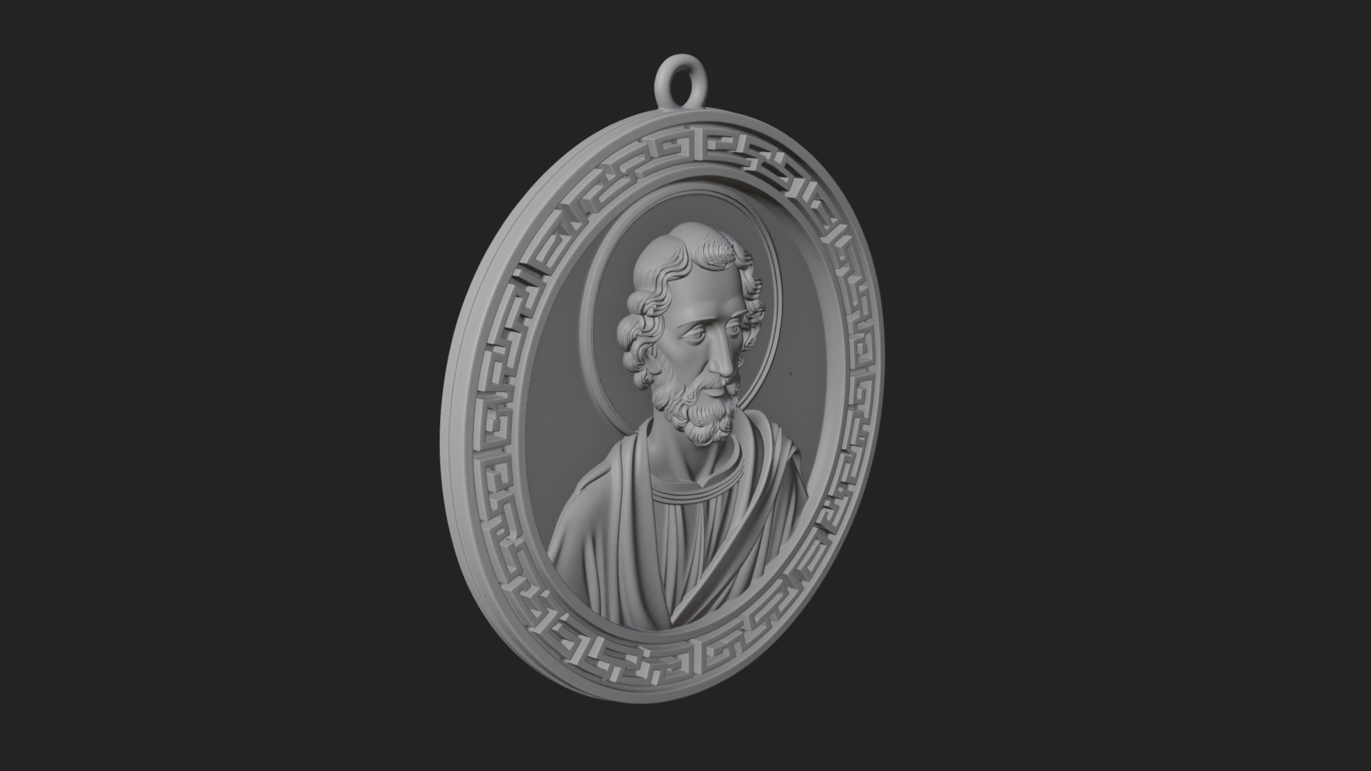 Bearded Saint Oval Relief Plaque Design 3 3D Print Model 3D Model