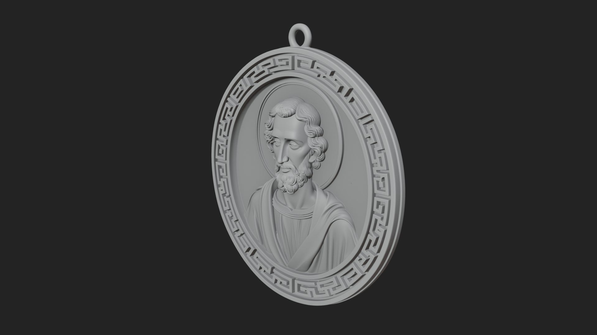 Bearded Saint Oval Relief Plaque Design 3 3D Print Model 3D Model